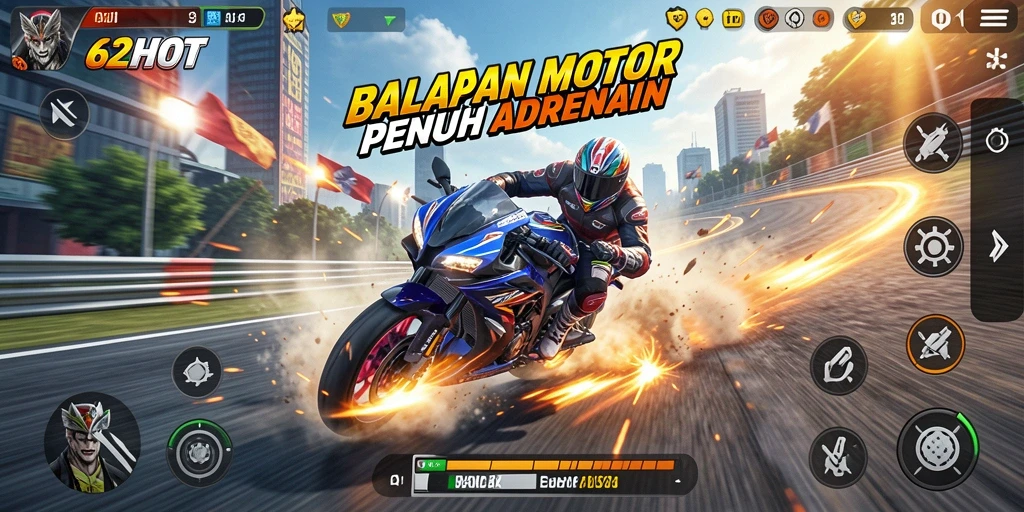 Gameplay menegangkan dalam balapan motor yang memacu adrenalin.