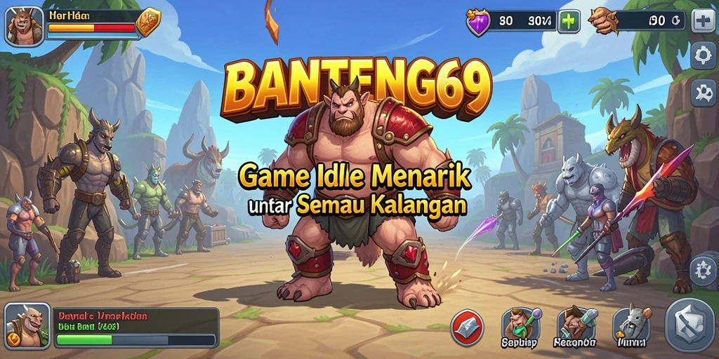 Tangkapan layar gameplay BANTENG69 dengan karakter yang sedang beraksi dalam misi Idle.