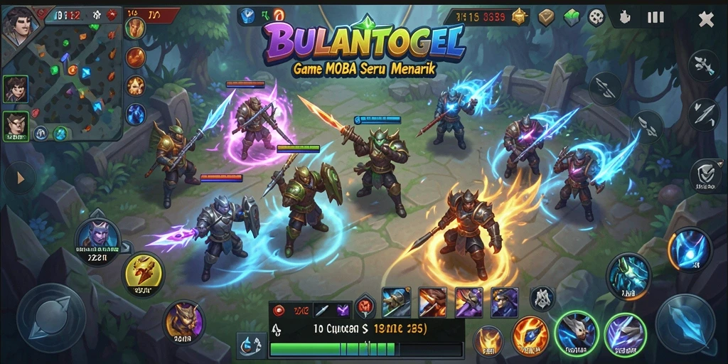 Screenshot gameplay BULANTOGEL memperlihatkan aksi seru dalam pertarungan MOBA.