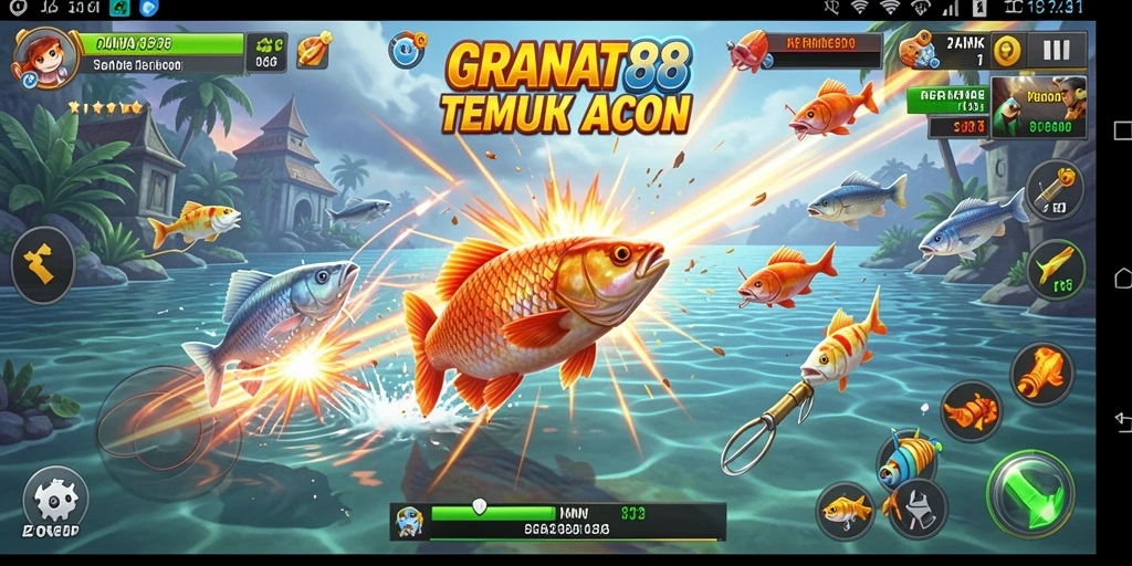 Tangkapan layar gameplay GRANAT88 menampilkan aksi menembak ikan yang seru.