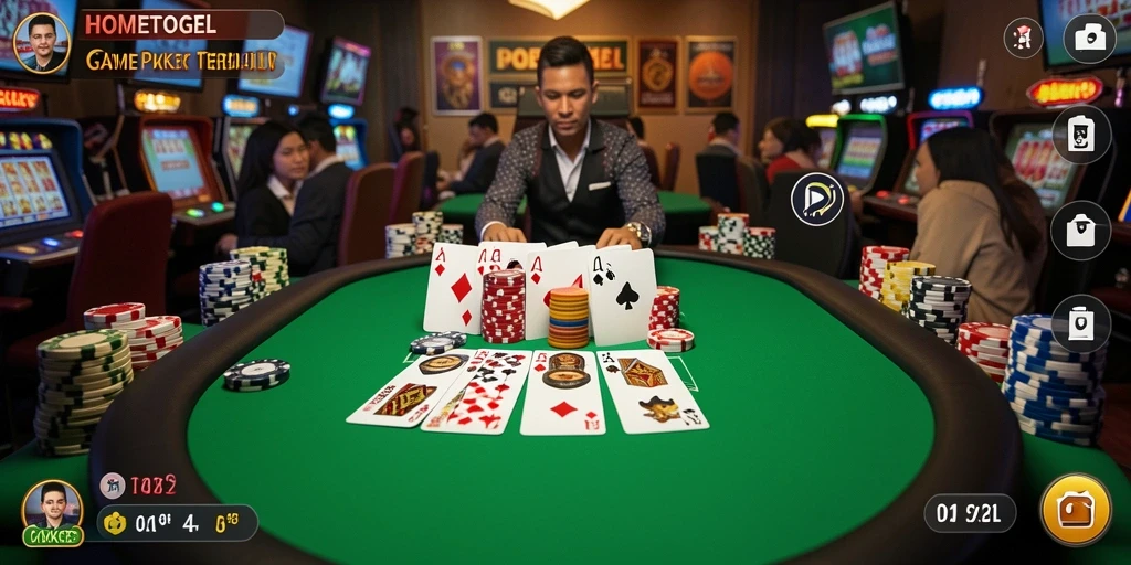 Tampilan menarik gameplay poker di HOMETOGEL.
