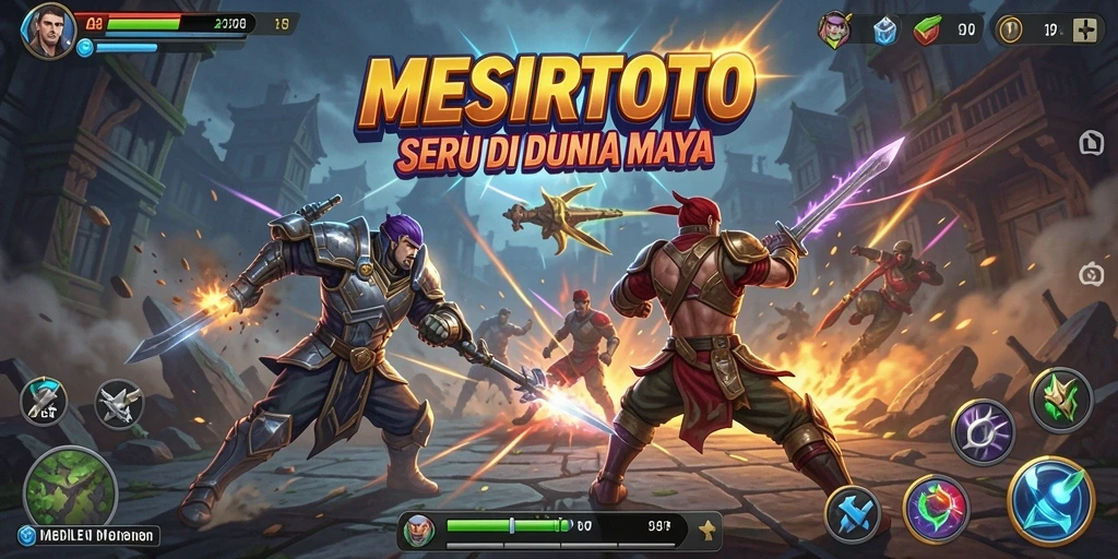 Tampilan bertarung epik dalam game MESIRTOTO dengan grafis memukau.